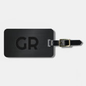 モノグラーム黒ブラシ仕上げメタリックテクスチャ ラゲッジタグ (正面横)