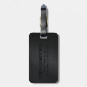 モノグラーム黒ブラシ仕上げメタリックテクスチャ ラゲッジタグ (裏面縦)