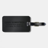 モノグラーム黒ブラシ仕上げメタリックテクスチャ ラゲッジタグ (裏面横)