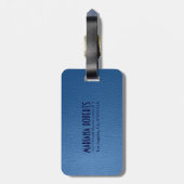 モノグラー擦り切れたドのブルーレザールック ラゲッジタグ (裏面縦)