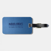モノグラー擦り切れたドのブルーレザールック ラゲッジタグ (裏面横)