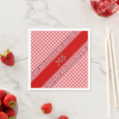 モノグラ市松模様にム付き赤ナプキンス スタンダードカクテルナプキン (インサイチュ)