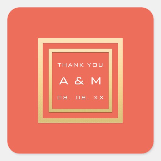 モノグラ感謝していム金ゴールドフレーム最小結婚化日 スクエアシール (正面)
