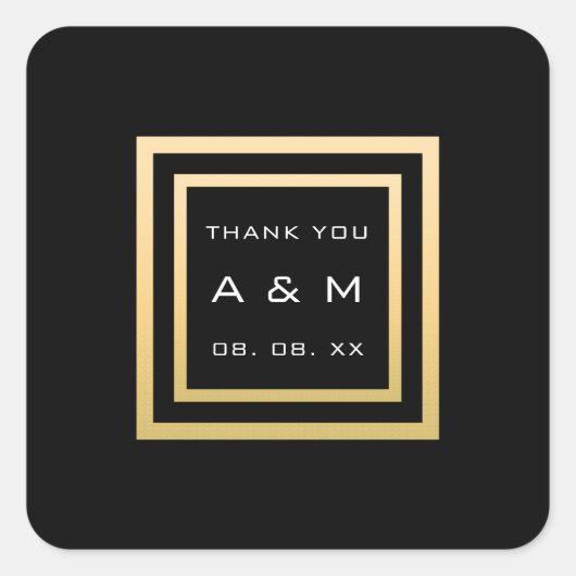 モノグラ感謝していム金ゴールドフレーム最小結婚化日 スクエアシール (正面)