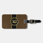 モノグラ擦り切れたム仕上げブラウンレザールック2 ラゲッジタグ (正面横)