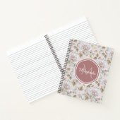 モノグラ淡い色のムと名前を持つピンクのバラ模様 ノートブック (内部)