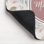 モノグラ淡い色のムと名前を持つピンクのバラ模様 マウスパッド (コーナー)