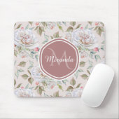モノグラ淡い色のムと名前を持つピンクのバラ模様 マウスパッド (マウス)