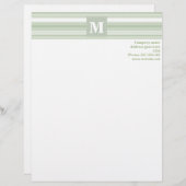 モノグラ淡い色のム緑ストライプのレターヘッド レターヘッド (正面/裏面)