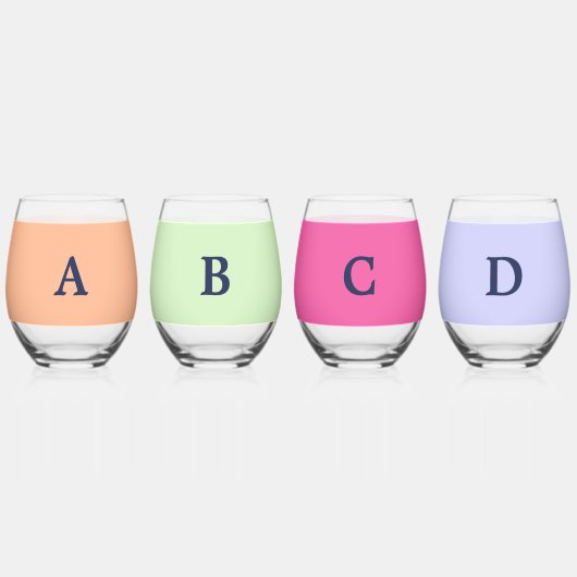 モノグラ無地のムのエレガント色のセモダンット4 ステムなしワイングラス (正面)