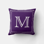 モノグラ無地のム明るい紫パーソナライズされたのカスタムT クッション (裏面)