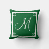 モノグラ無地のム暗緑色パーソナライズされたカスタム クッション (裏面)