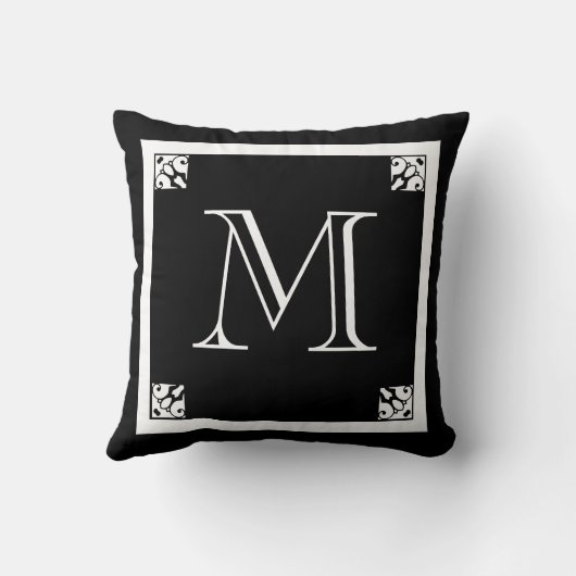モノグラ無地のム白黒カスタム クッション (裏面)