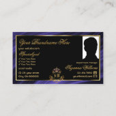 モノグラ王室のム写真と化膿性の青い金ゴールドクラウン 名刺 (裏面)