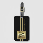 モノグラ男らしムエグゼクティブスタイル – ブラック&金ゴールド ラゲッジタグ (正面縦)