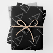 モノグラ男らしムパーソナライズされた白黒 ラッピングペーパーシート (インサイチュ)