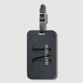 モノグラ男らしム文字（黒ブラシ仕上げメタル）  ラゲッジタグ (正面縦)