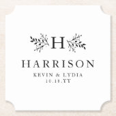 モノグラ素朴ムシンプル白黒結婚クラシック ペーパーコースター (正面)