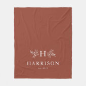 モノグラ素朴ムテラコッタイニシャル フリースブランケット (正面)