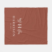 モノグラ素朴ムテラコッタイニシャル フリースブランケット (正面(横))