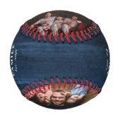 モノグラ素朴ムネービーブルーウッドフォトコラージュ 野球ボール (正面)