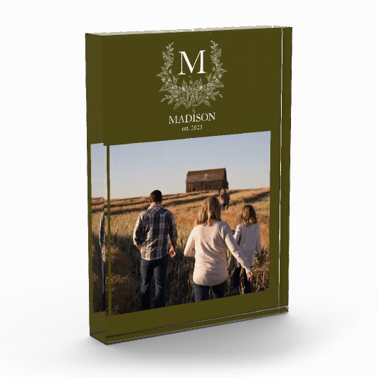 モノグラ素朴ムパーソナライズされたイニシャルフォトブロック フォトブロック (左)