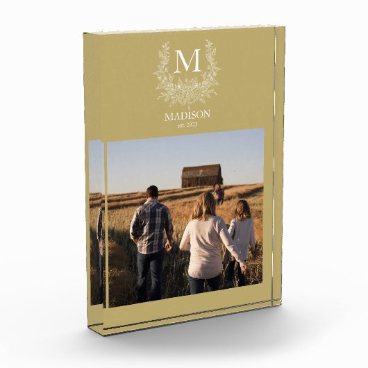 モノグラ素朴ムパーソナライズされたイニシャルフォトブロック フォトブロック (左)