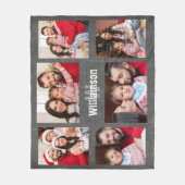 モノグラ素朴ムファミリーフォトコラージュ黒板 フリースブランケット (正面)