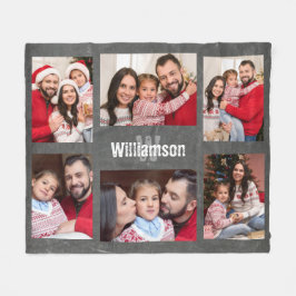 モノグラ素朴ムファミリーフォトコラージュ黒板 フリースブランケット