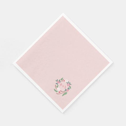 モノグラ素朴ムフローラ付きクラシックリース スタンダードランチョンナプキン (角)