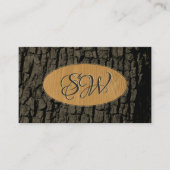 モノグラ素朴ム付き天然の木の樹皮縁ど金ゴールド 名刺 (正面)