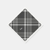 モノグラ素朴ム付き白黒タータンチェックプレイド スタンダードカクテルナプキン (角)