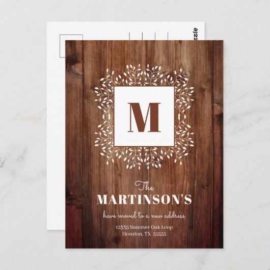 モノグラ素朴ム引っ越しましたの新しいアドレス ポストカード (正面/裏面)