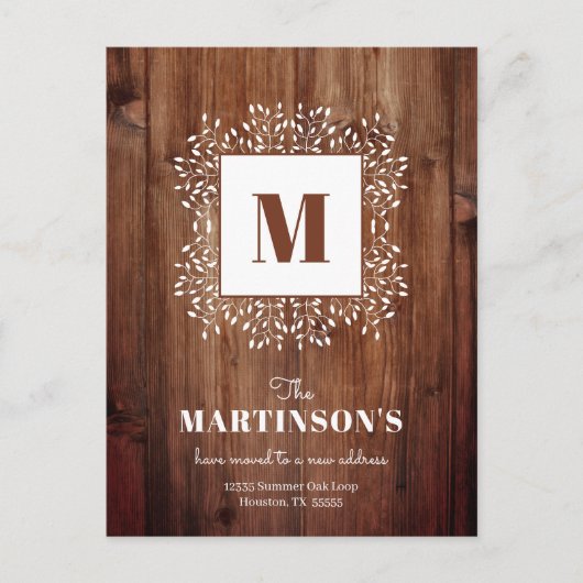 モノグラ素朴ム引っ越しましたの新しいアドレス ポストカード (正面)