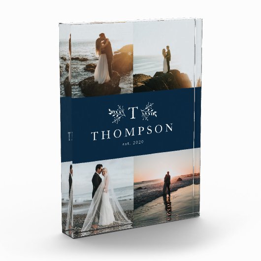 モノグラ素朴ム海軍ブルー新着コラージュ フォトブロック (左)