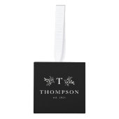 モノグラ素朴ム白黒3 photo family name キューブオーナメント (正面)