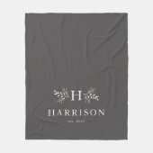 モノグラ素朴ム石板灰色新婚毛布 フリースブランケット (正面)