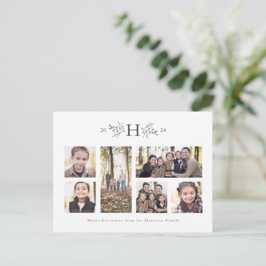 モノグラ素朴ム6写真クリスマスコラージュ シーズンポストカード (スタンド正面)