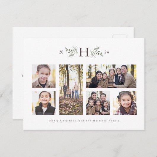 モノグラ素朴ム6写真クリスマスコラージュ シーズンポストカード (正面/裏面)