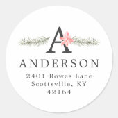 モノグラ素朴ム |クリスマス差出人住所 ラウンドシール (正面)