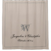 モノグラ素朴ム+両方の名前が新婚のシッ結婚ク シャワーカーテン (正面)