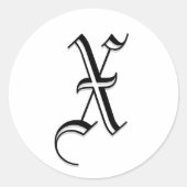 モノグラ結婚ムのエンベロープステッカー「X」 ラウンドシール (正面)