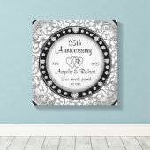 モノグラ結婚ムのハートによる記念日 キャンバスプリント (インサイチュ (ウッドフロア))