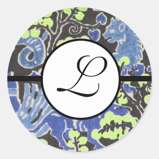 モノグラ結婚ムのブリットブルー縁ど ラウンドシール (正面)