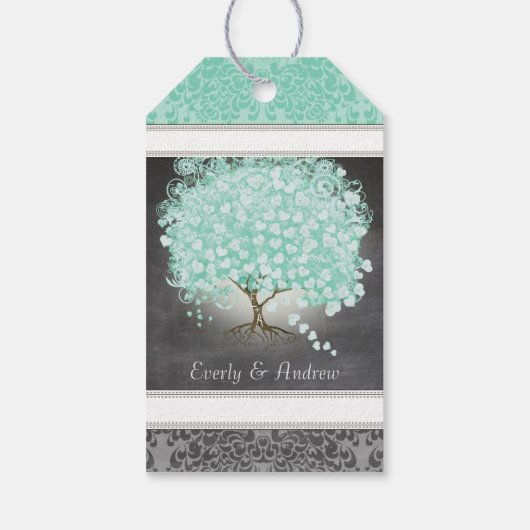 モノグラ結婚ムの写真造幣局または任意のカスタム色 ギフトタグ (裏面)