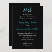 モノグラ結婚ムの白黒招待状 招待状 (正面/裏面)