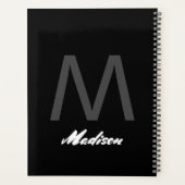 モノグラ結婚ムの贈り物の好意のエレガント黒カスタム色 プランナー手帳 (裏面)