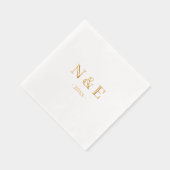 モノグラ結婚ムエレガントミニマルスタイリッシュ金ゴールド 箔ナプキン (右)