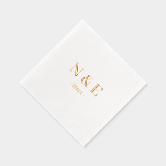 モノグラ結婚ムエレガントミニマルスタイリッシュ金ゴールド 箔ナプキン (右)