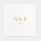 モノグラ結婚ムエレガントミニマルスタイリッシュ金ゴールド 箔ナプキン (正面)